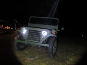 W Larry Damour M151A1 spot light jeep at night notice the light beam in the back
